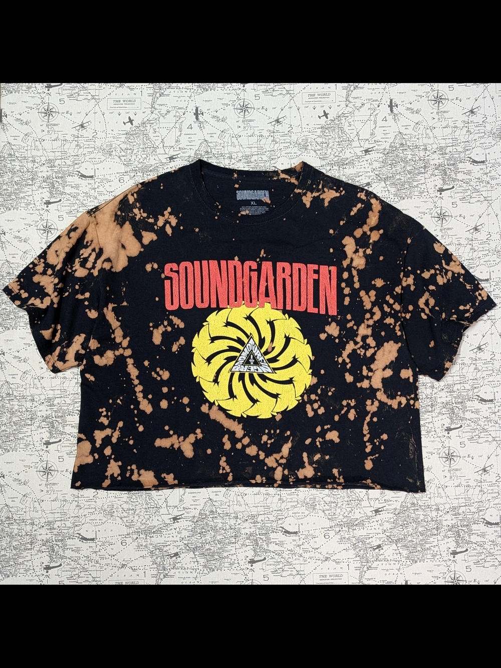 Upcycled Reverse Tie Dye Soundgarden Cropped Tee Size XL